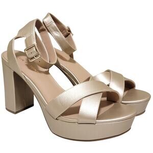 Sun + Stone Women Lilla Ankle Strap High Heel Platform Sandals Size US 11M Gold